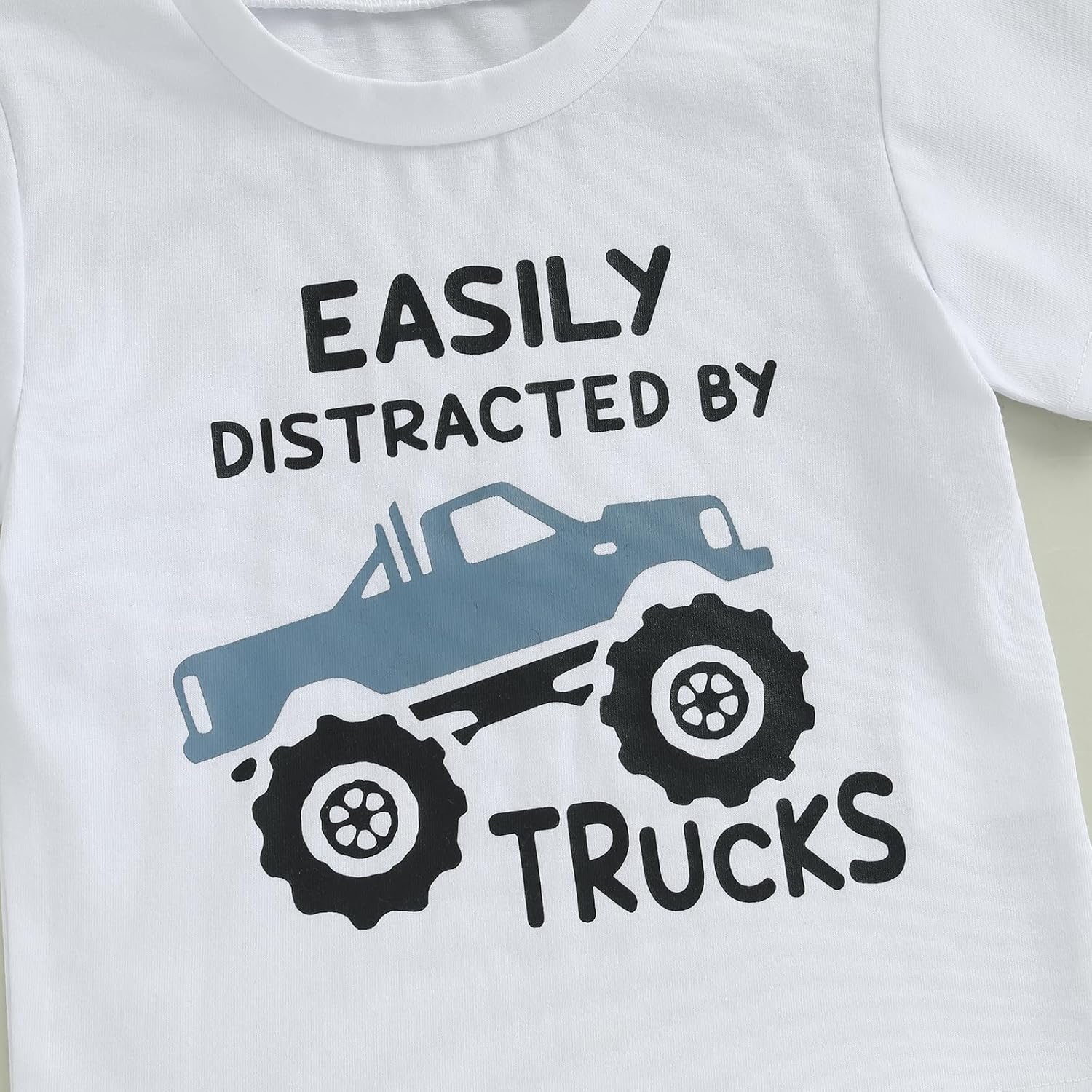 Toddler Boy Summer Outfit Truck Print T-Shirts Shorts Set