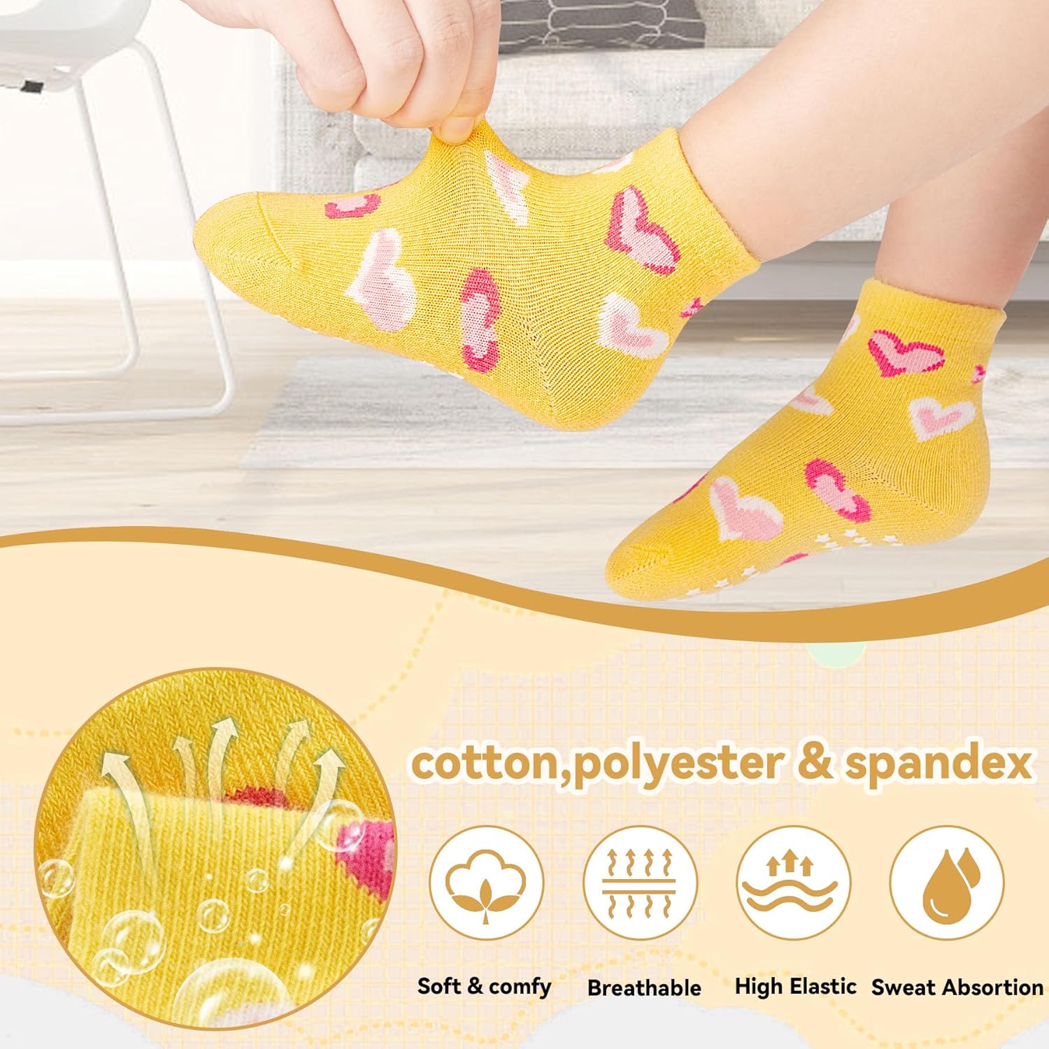 SkiBeaut Non-Slip Baby Socks for Toddlers - Cute Grips Design