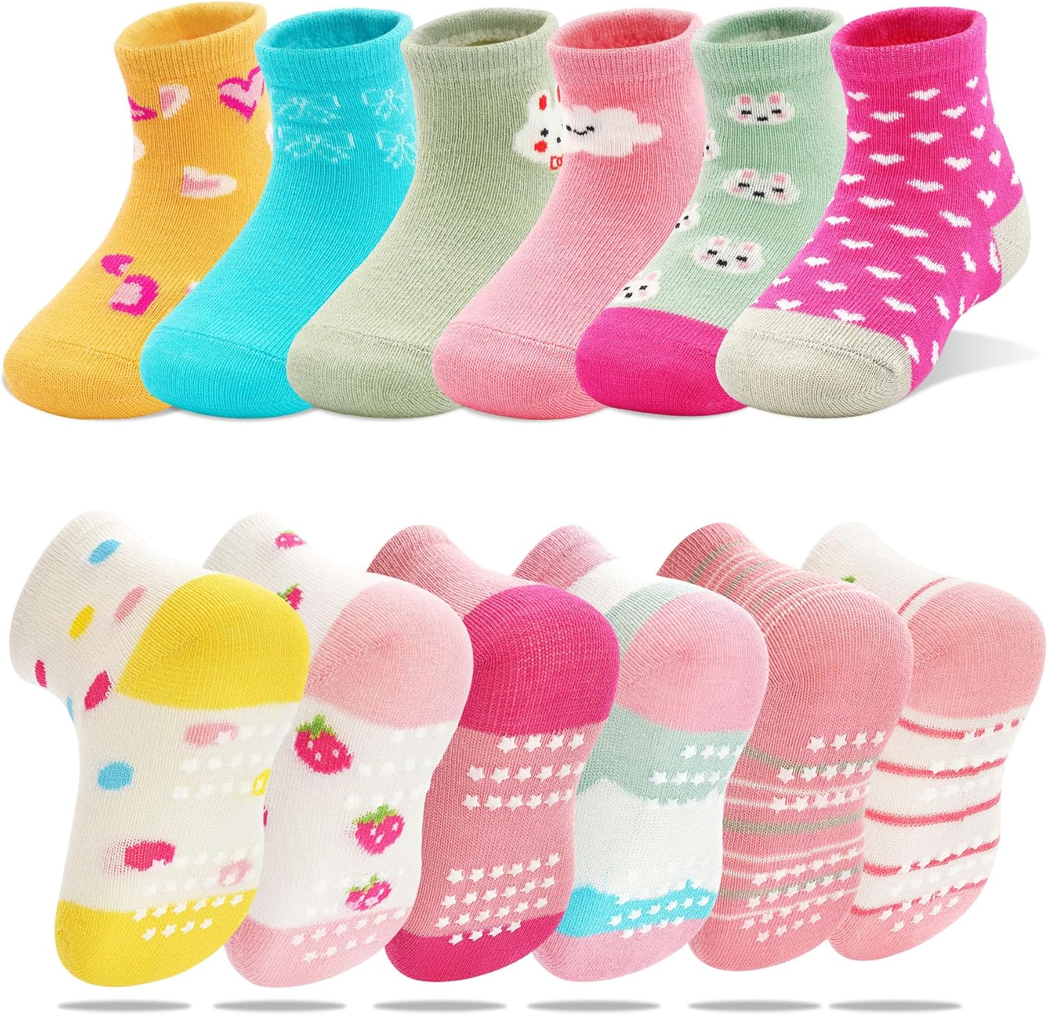 SkiBeaut Non-Slip Baby Socks for Toddlers - Cute Grips Design