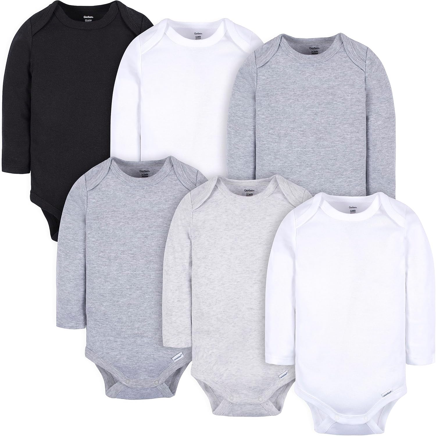 Gerber 6-Pack Unisex Long-Sleeve Onesies