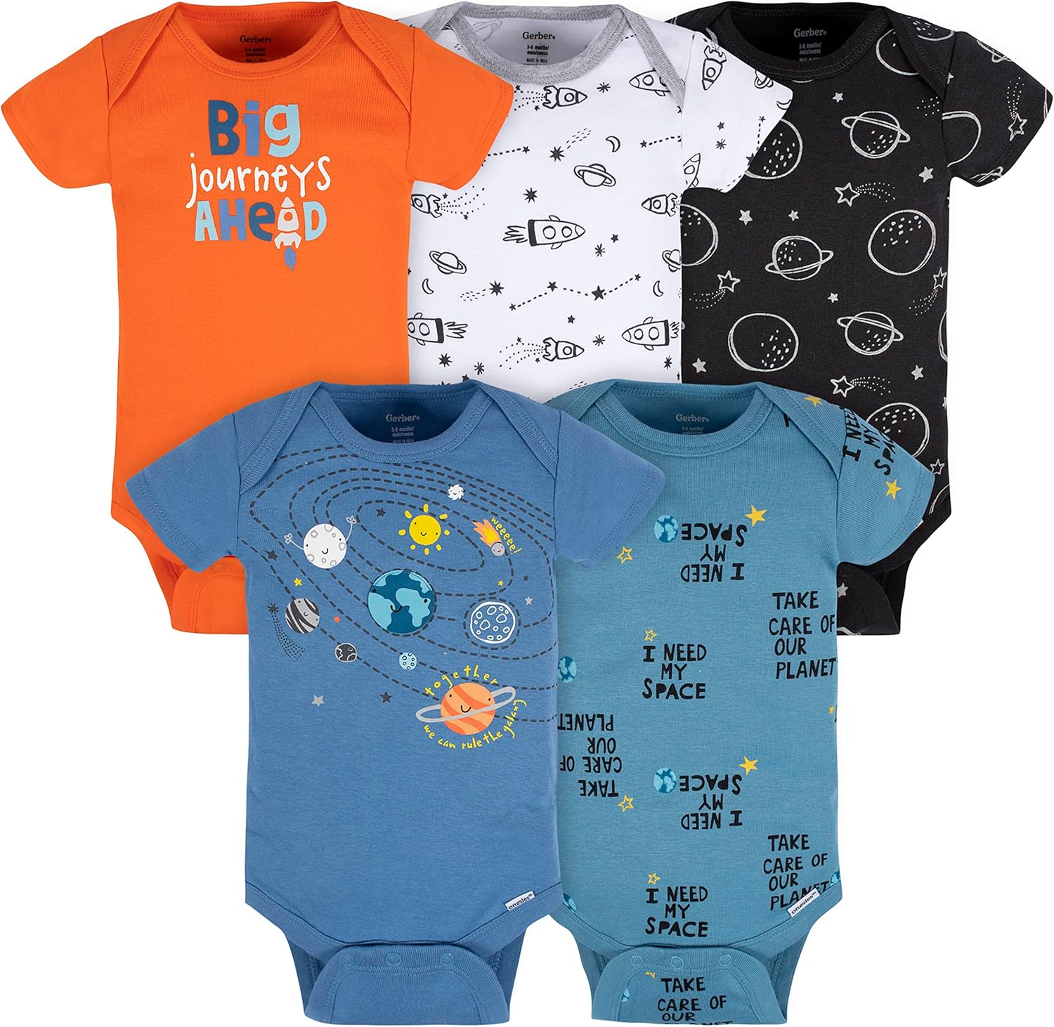 Gerber Baby Boys 5-Piece Short Sleeve Onesies Bodysuits