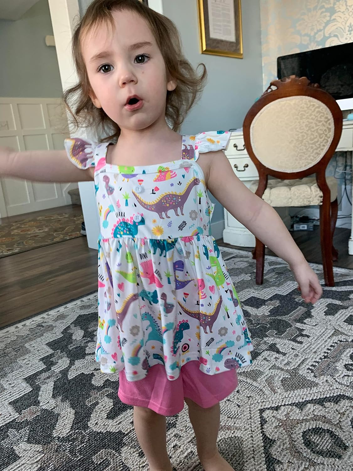2-Pack Dinosaur-Ruffled Leopard Child Outfits