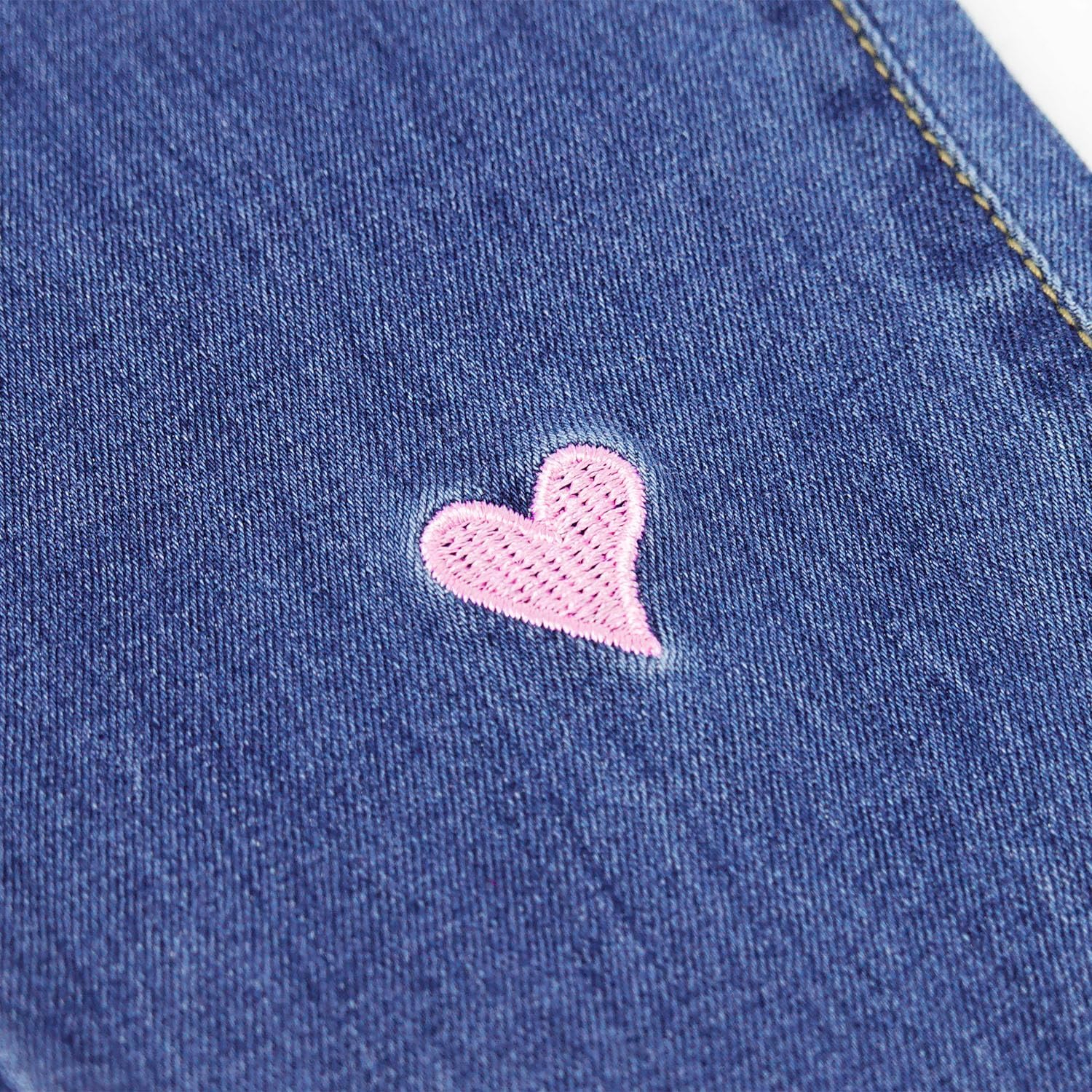 KIDSCOOL SPACE Baby Jeans Pink Heart Embroidanted