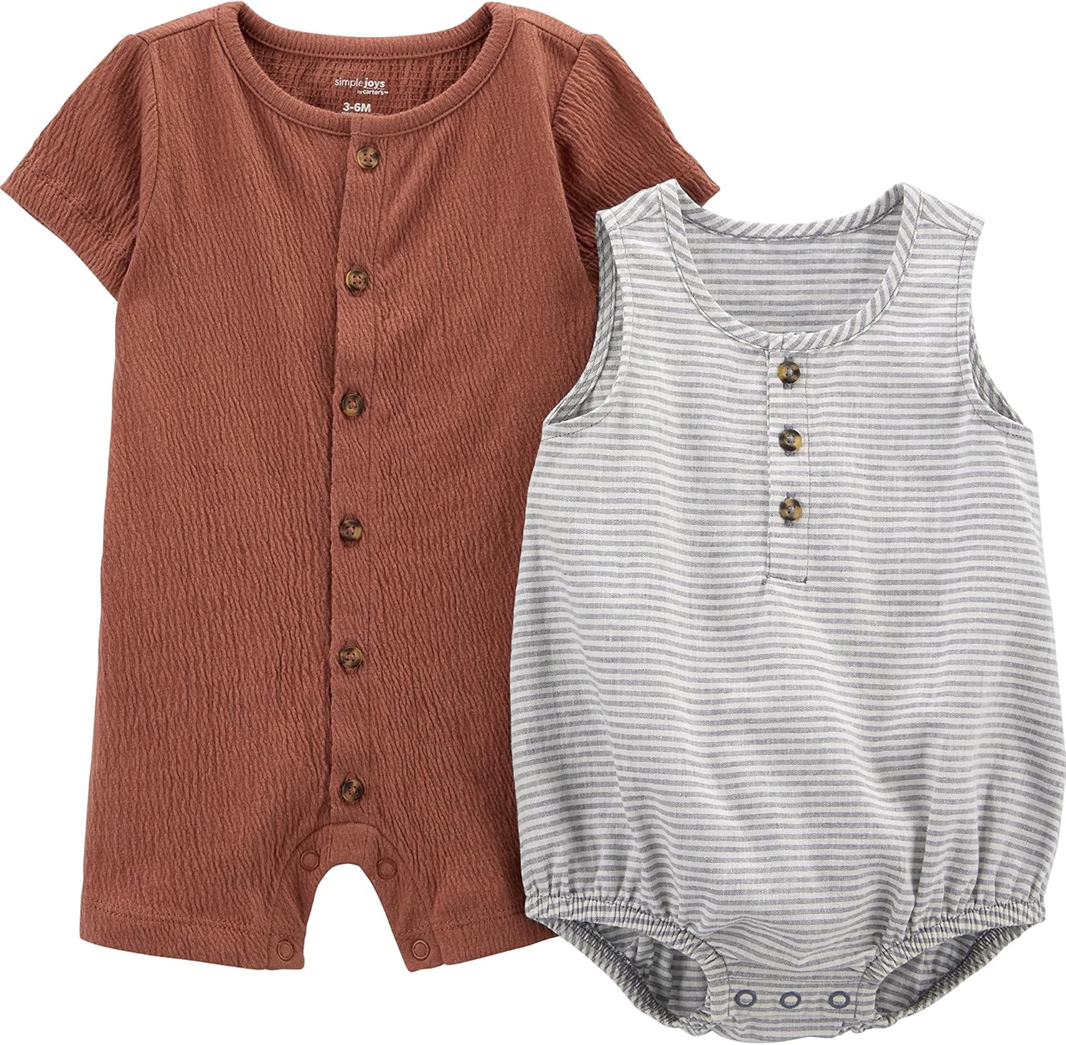 Simple Joys by Carters Button Rompers for Baby Boys 2-Piece Set