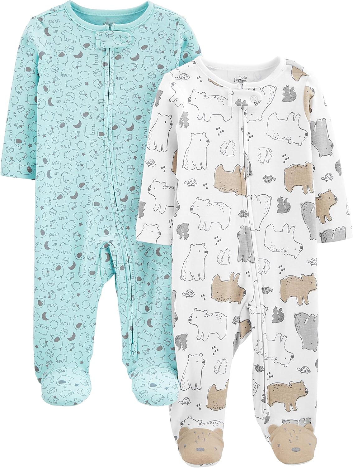 Simple Joys by Carters Baby Neutral 2-Pack Cotton Footed Sleep Play