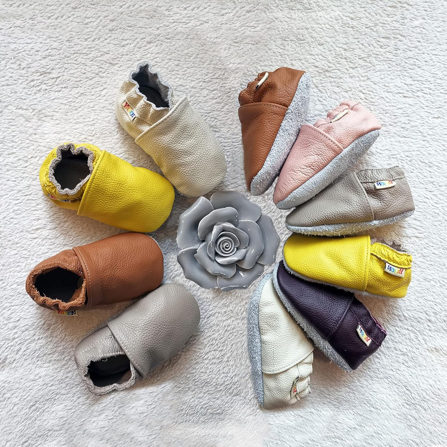 YALION Soft Leather Baby Slip-On Moccasins for Toddlers